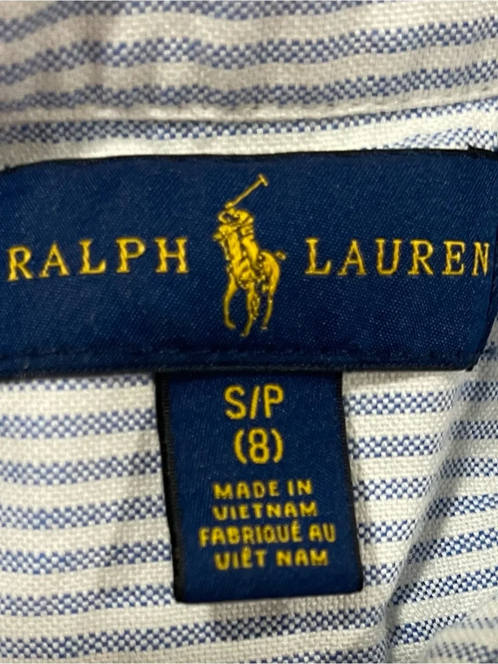 Ralph Lauren Light Blue and White Striped Button-Down Shirt